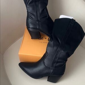 New in box Chase + Chloe Los Angeles, ,Black Heeled Boots Size 9
